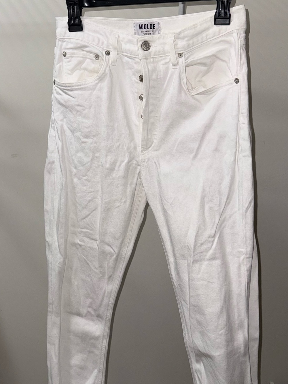 Agolde White Ankle Crop Button-Fly Jeans